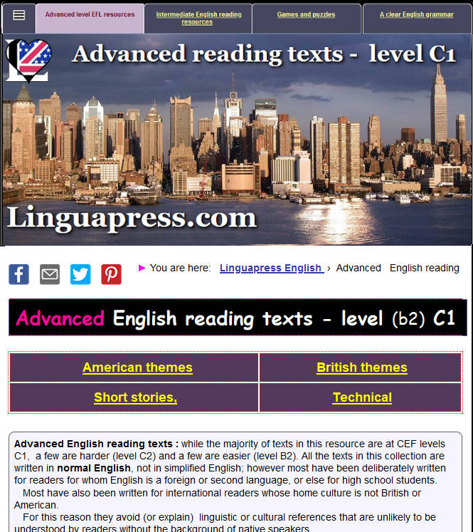 Advanced level English reading