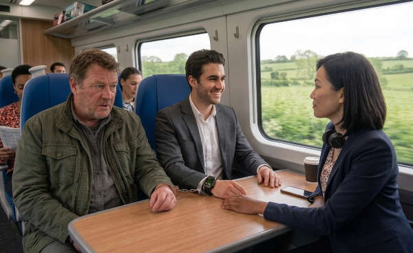 Clara on the train