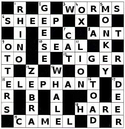 Answers to Animals crossword - intermediate EFL puzzles