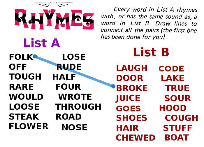 Cool Rhyming Words Tutorial Pics